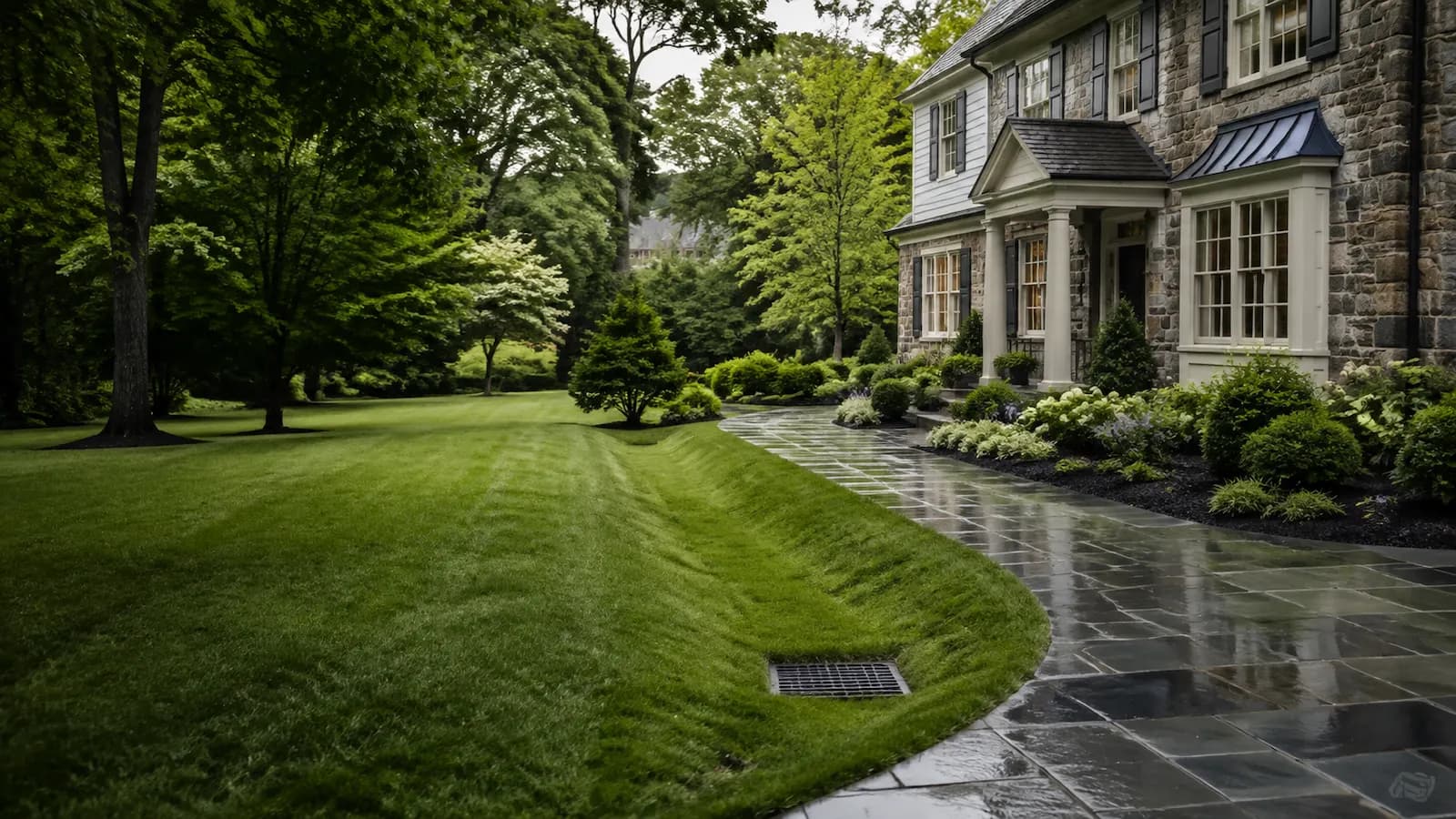 Yard drainage work in Newtown, PA